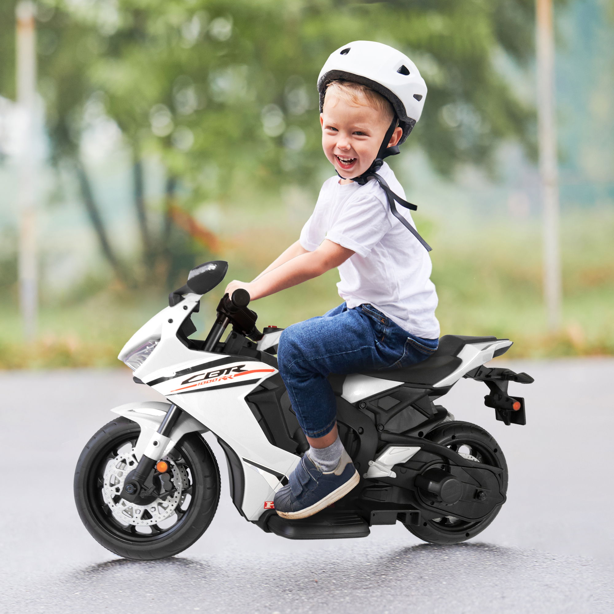 Kindermotorrad mit abnehmbaren Stützrädern für Kinder ab 3 Jahre, elektrisches Kinderfahrzeug PT013_W