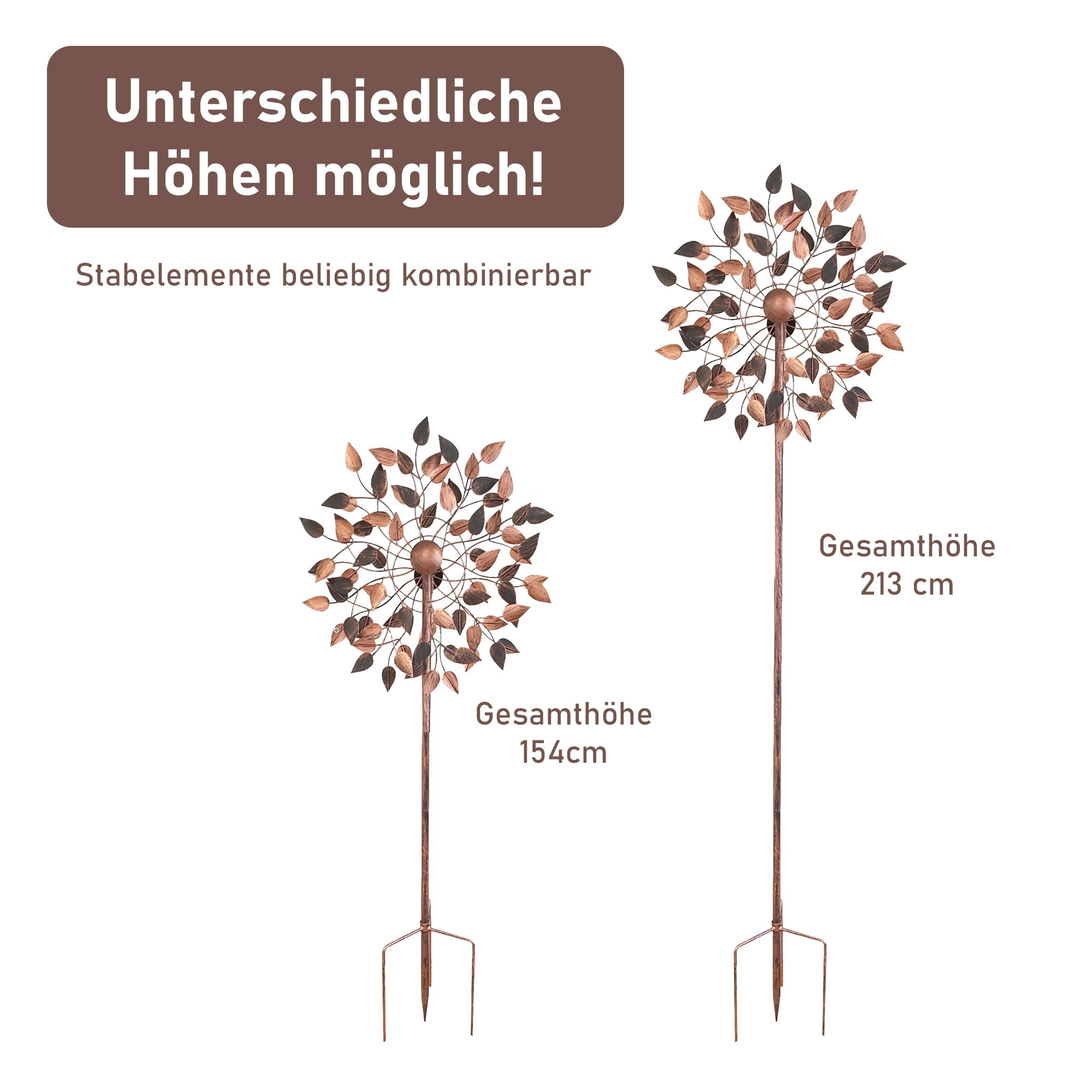 Windrad mit 2 gegenläufigen Rotoren, bronze, Gartendeko, 213 cm hoch NA203 Windrad mit 2 gegenläufigen Rotoren, bronze, Gartendeko, 213 cm hoch NA203