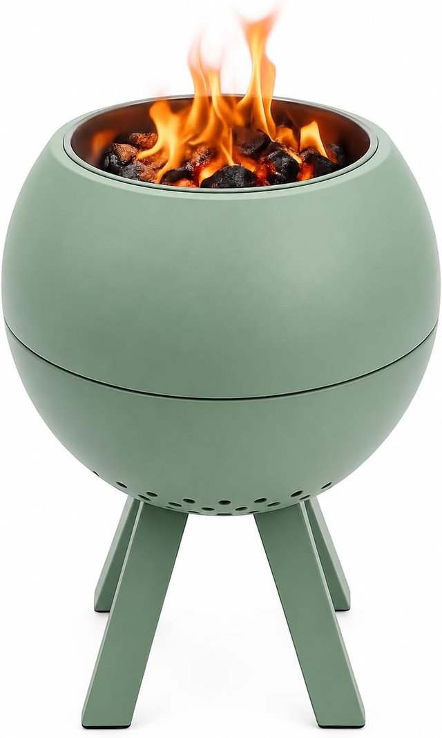 Tischfeuer Peluma aus Edelstahl grün für Balkon, Terrasse, Garten Tischfeuer Peluma aus Edelstahl grün für Balkon, Terrasse, Garten