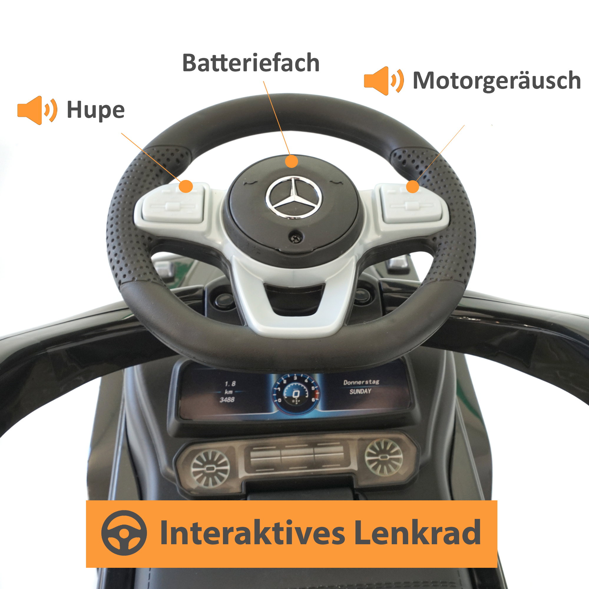 Rutschauto in schwarz mit Schiebstange ab 1 Jahr, Rutschfahrzeug mit Sicherheitsbügel PT006_S Rutschauto in schwarz mit Schiebstange ab 1 Jahr, Rutschfahrzeug mit Sicherheitsbügel PT006_S
