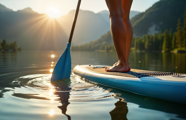 stand up paddling auf einem See