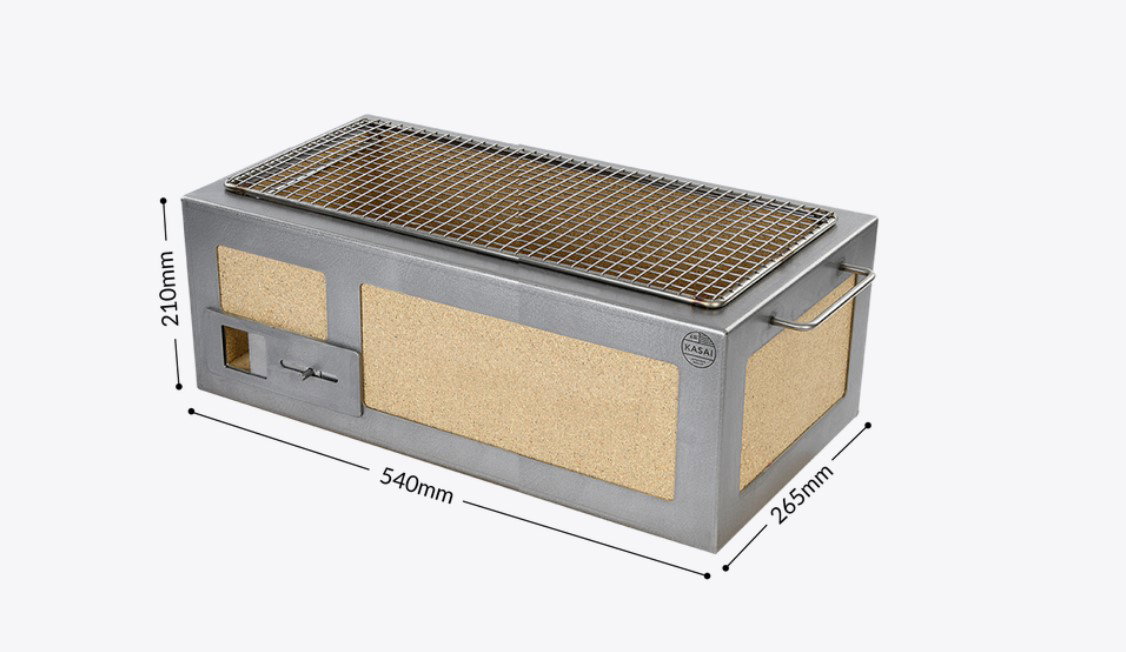 Kasai Konro Grill Medium Long aus Edelstahl, Japanischer Holzkohlegrill Kasai Konro Grill Medium Long aus Edelstahl, Japanischer Holzkohlegrill