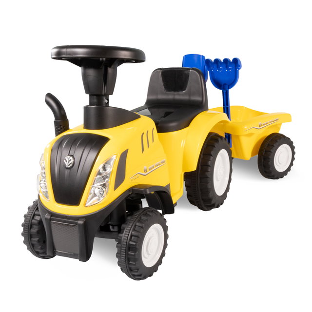 Rutschauto Traktor New Holland mit Anhänger in gelb, Kinderauto ab 1 Jahr PT009_G