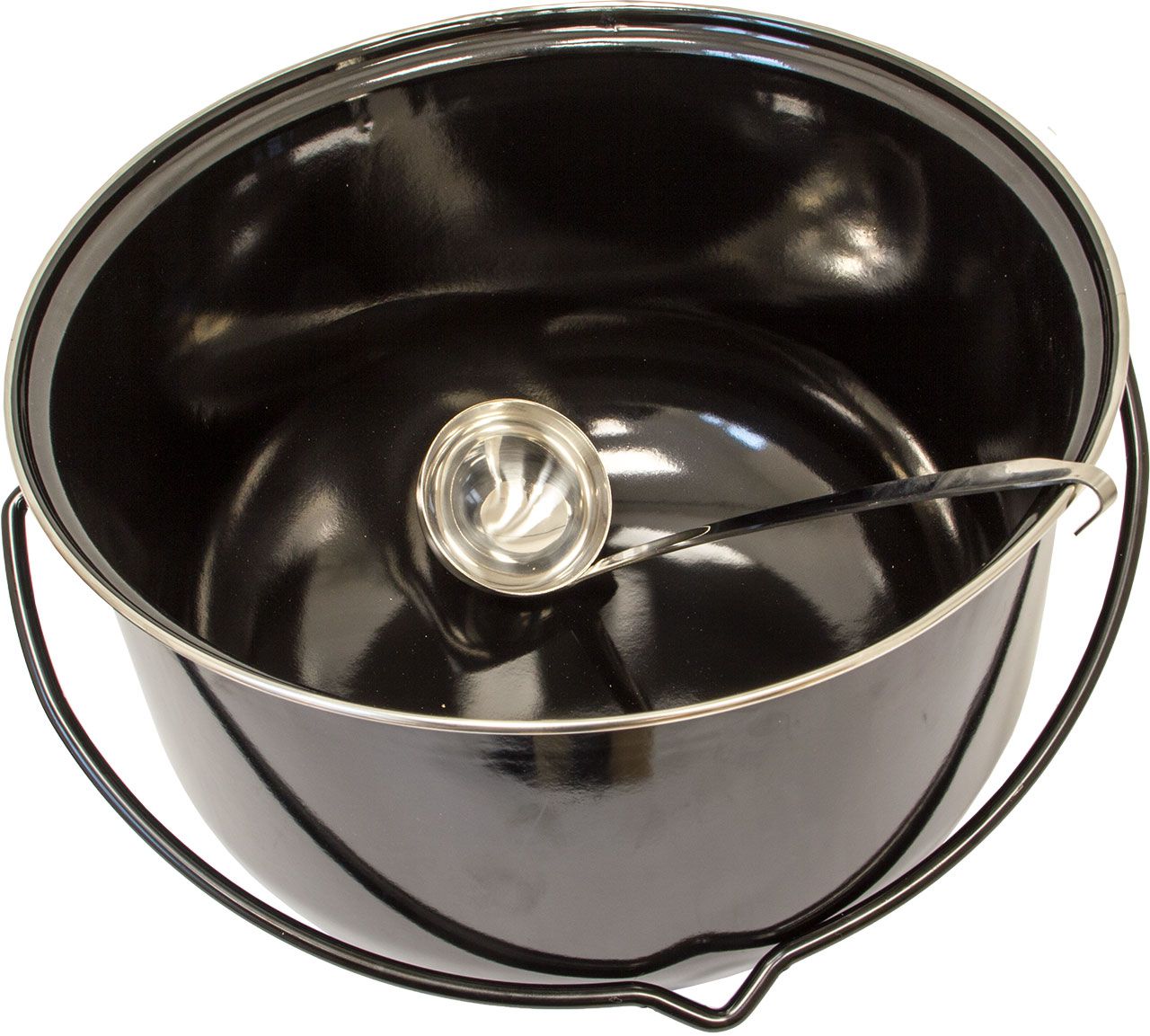 Gulaschtopf 14 L, Gulaschkessel für Schwenkgrill, Emaillierter Suppenkessel mit Schöpfkelle NA080
