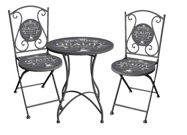 Bistro-Set Royal 3-teilig aus Metall für Balkon und Terrasse Bistro-Set Royal 3-teilig aus Metall für Balkon und Terrasse