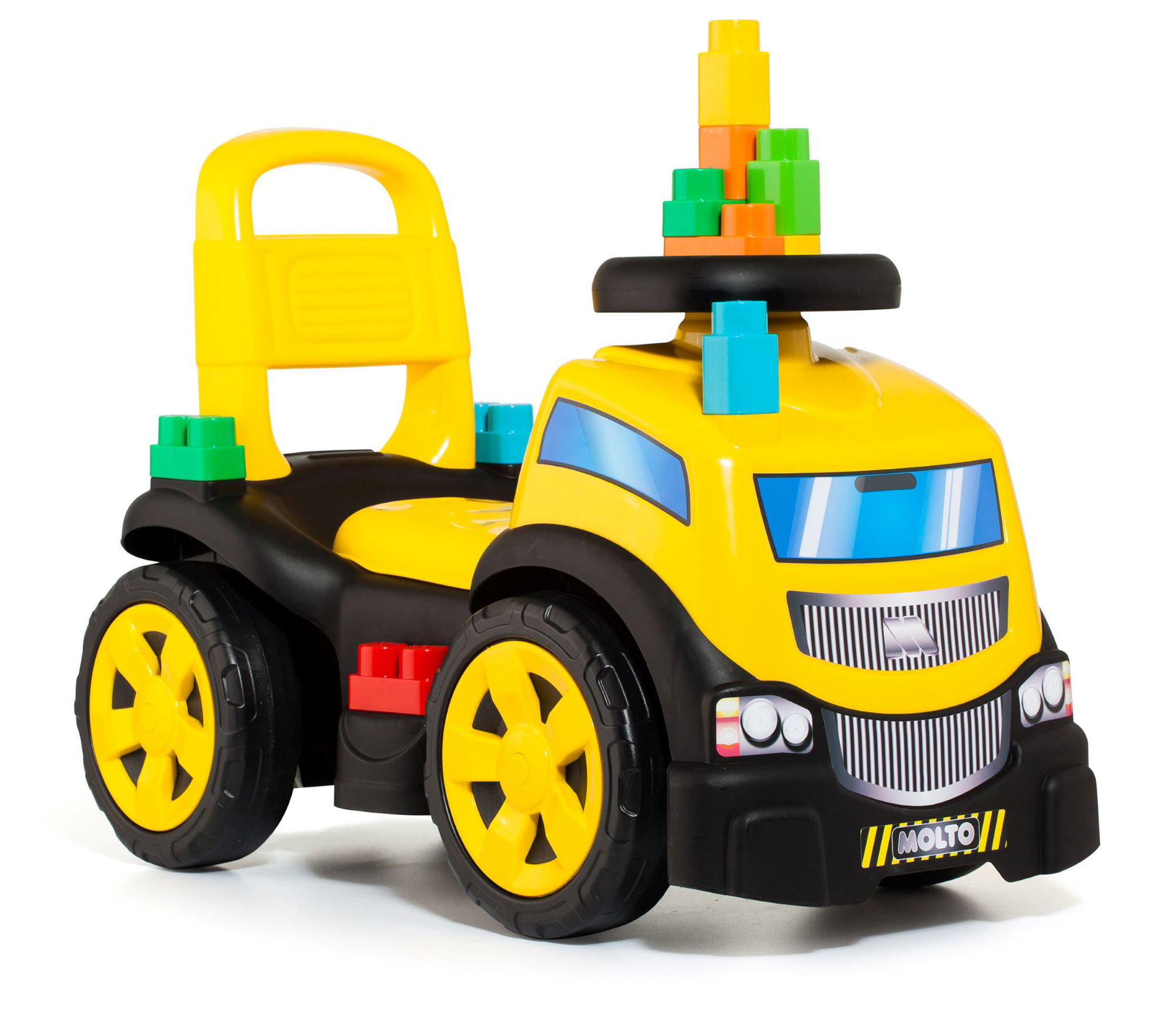 3-in-1 Rutscherauto LKW mit Klemmbausteinen, Kinderfahrzeug mit Spielspaß