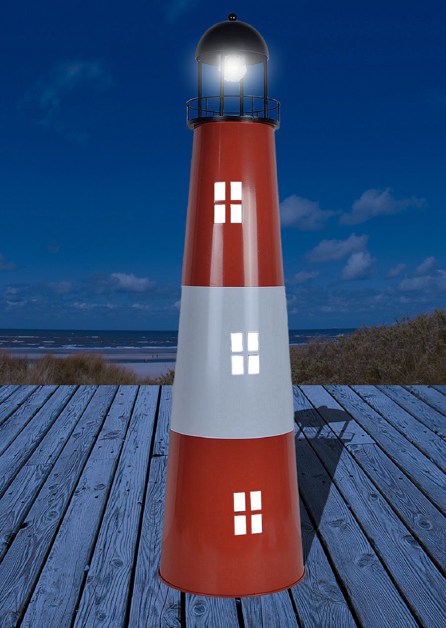 großer Leuchtturm aus Metall mit Solarfunktion, Gartendekoration WE-2637-02 großer Leuchtturm aus Metall mit Solarfunktion, Gartendekoration WE-2637-02