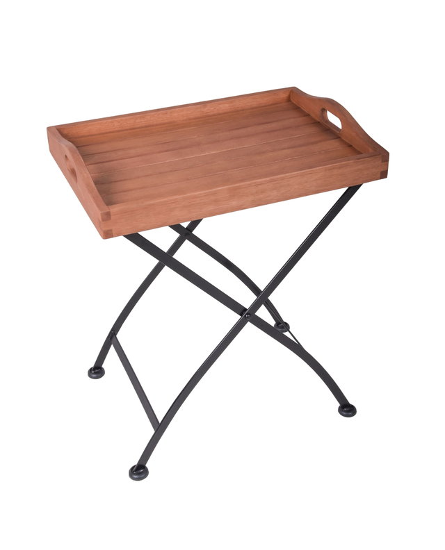 Tabletttisch WIEN klappbar 57 x 41 cm aus Eukalyptus und Stahl
