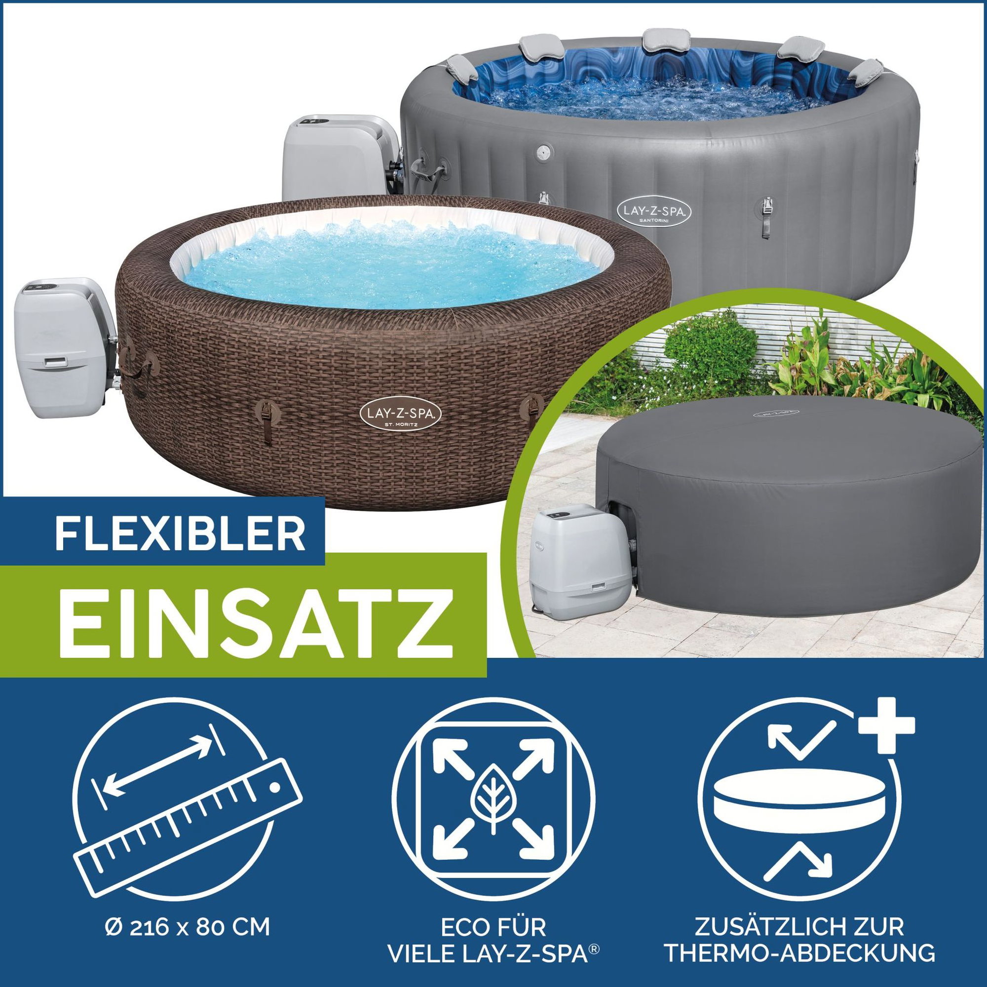 LAY-Z-SPA Abdeckung EnergySense Plus Thermo 216 x 80 cm rund