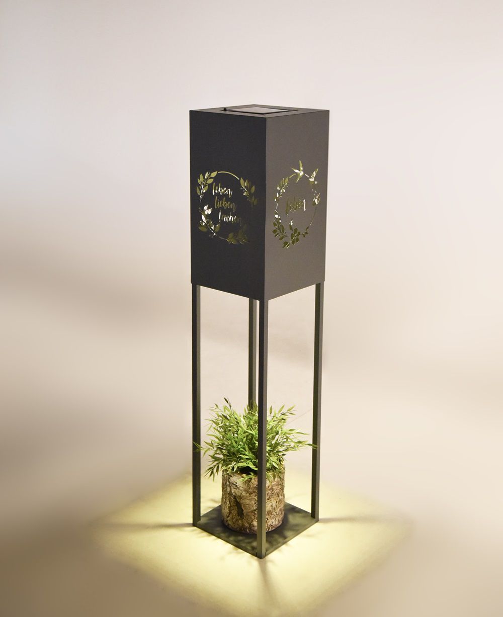 Dekosäule mit LED Licht, Moderne Standleuchte, Anthrazit Säule, 100 cm hoch HI-507453