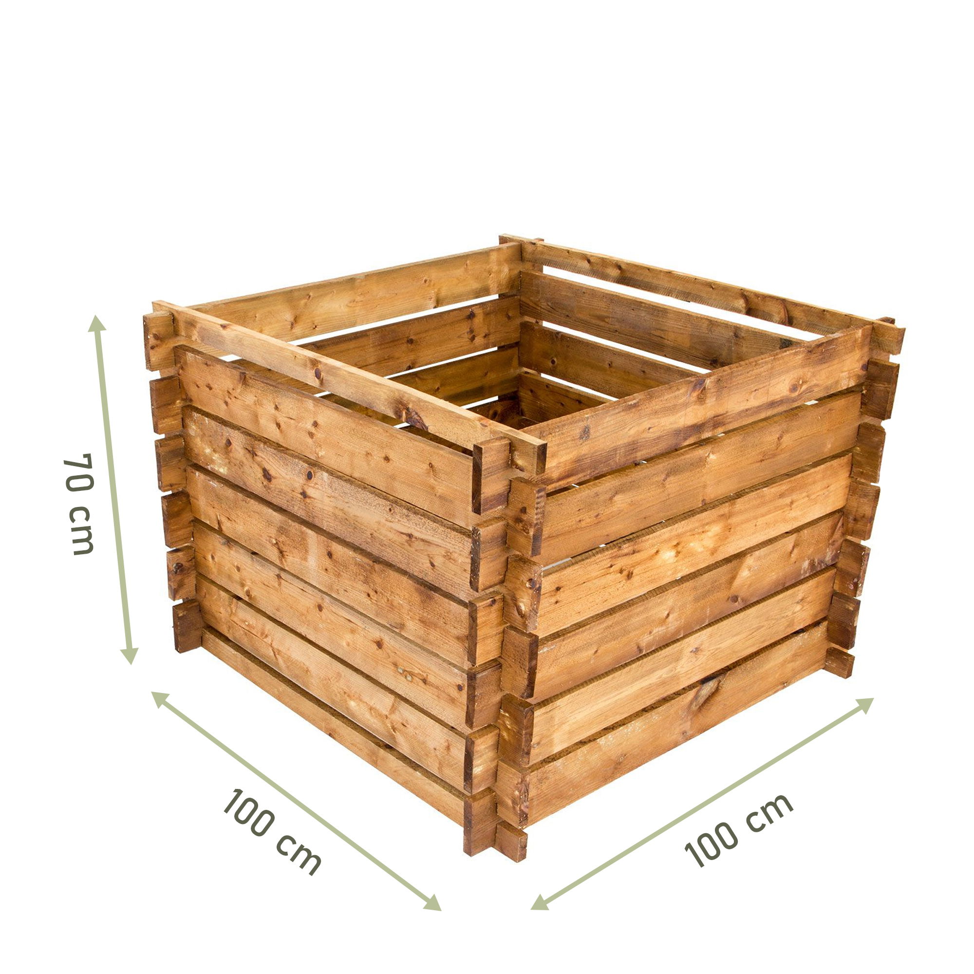 Komposter 100 x 100 x 65 cm, braun, Holzkomposter Stecksystem NA120_B