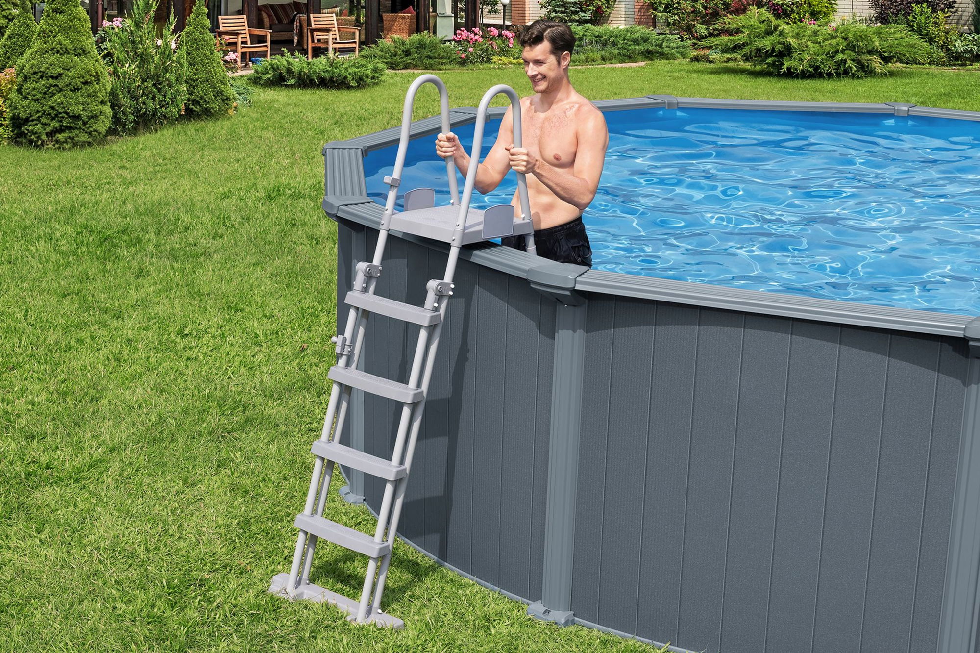 Bestway Hydrium Stahlwandpool Komplett-Set Ø 488 x 132 cm rund