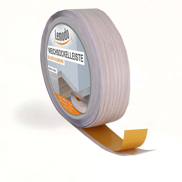 Weichsockelleiste selbstklebend 25 m, esche grau, Sockelleiste auf der Rolle, Fußleiste