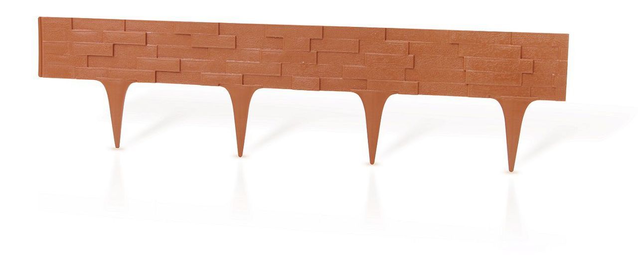 Beeteinfassung als Stecksystem, Beetumrandung in Stein-Optik, terracotta, flexible Rasenkante GP-11019