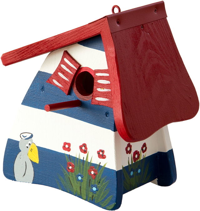 Vogelvilla Nistkasten Leuchtturm, Nistmini hängend, blau weiß Vogelvilla Nistkasten Leuchtturm, Nistmini hängend, blau weiß