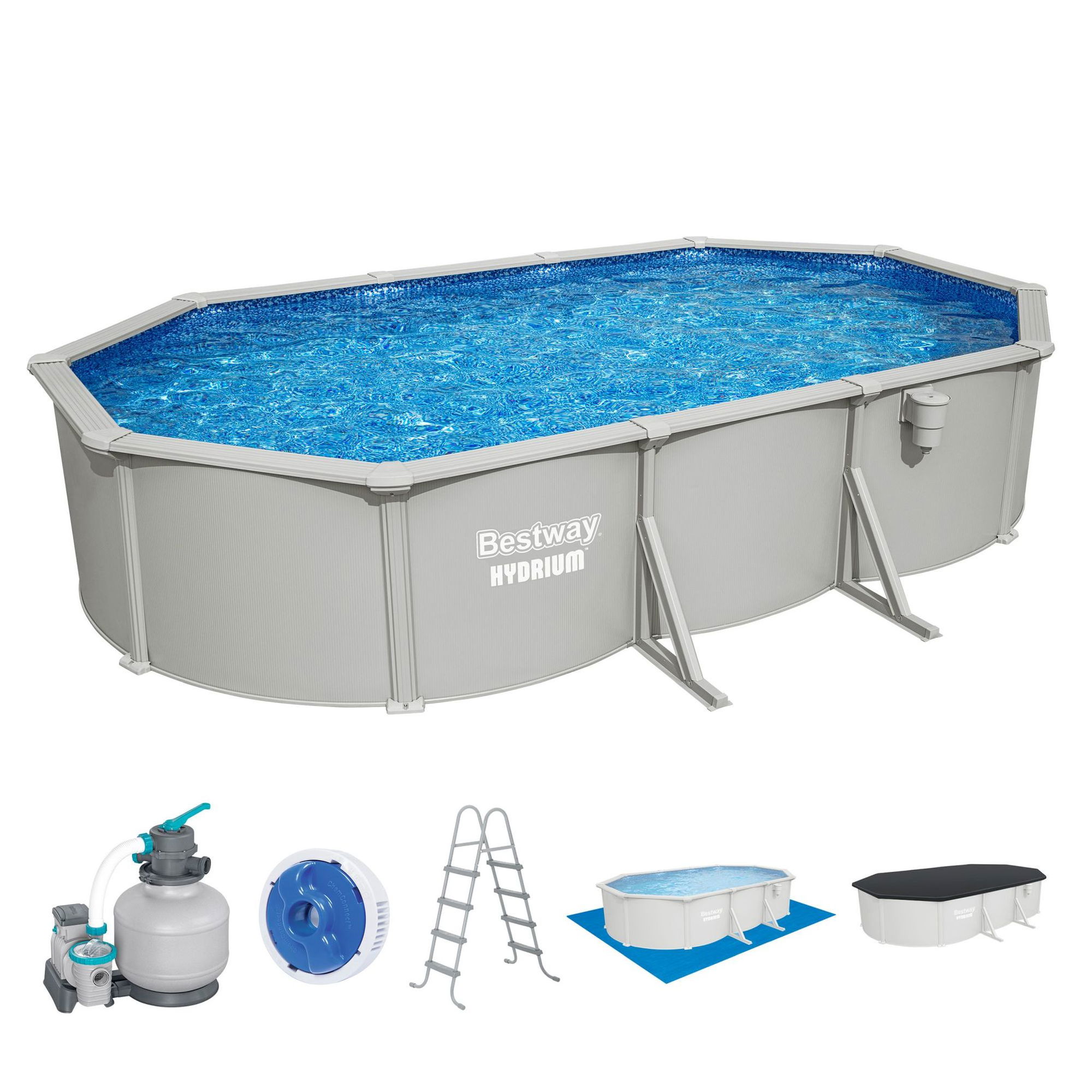 Bestway Hydrium Stahlwandpool Komplett-Set 610 x 366 x 122 cm oval Bestway Hydrium Stahlwandpool Komplett-Set 610 x 366 x 122 cm oval