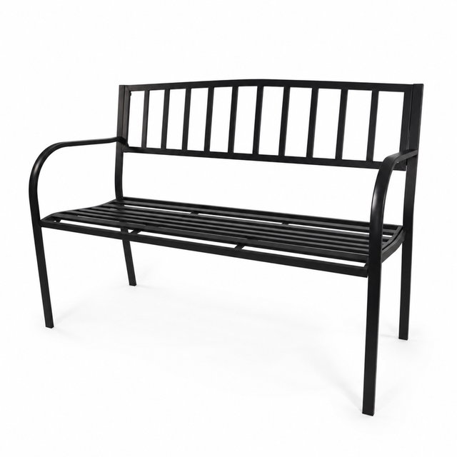 Gartenbank Metall Schwarz 2-Sitzer, 128 cm für Garten und Terrasse Gartenbank Metall Schwarz 2-Sitzer, 128 cm für Garten und Terrasse