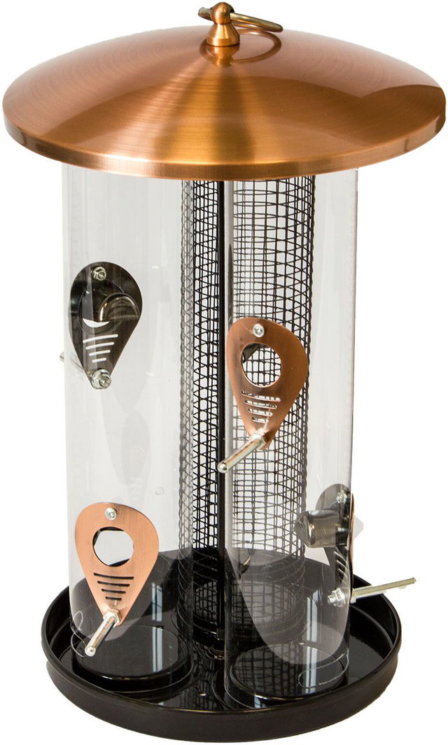 Vogelfuttersäule TRIO, Kupfer, Futtersäule für Wildvögel WE-2514 Vogelfuttersäule TRIO, Kupfer, Futtersäule für Wildvögel WE-2514