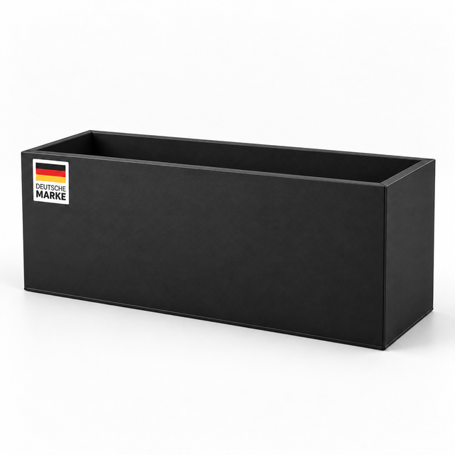 Pflanzkübel aus Metall rechteckig 33 cm hoch für Balkon und Terrasse, schwarz