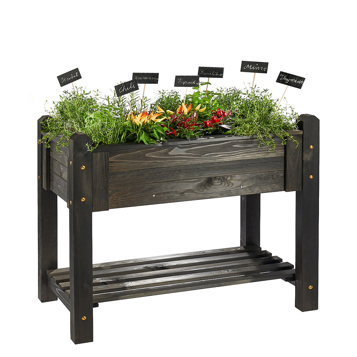 Hochbeet PREMIUM schwarz aus Holz, Kräuterbeet Gartenbeet