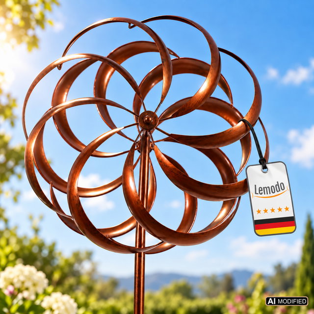 Windrad Garten Ventaflora aus Metall, 208 cm, Bronze, 3-fach Erdspieß
