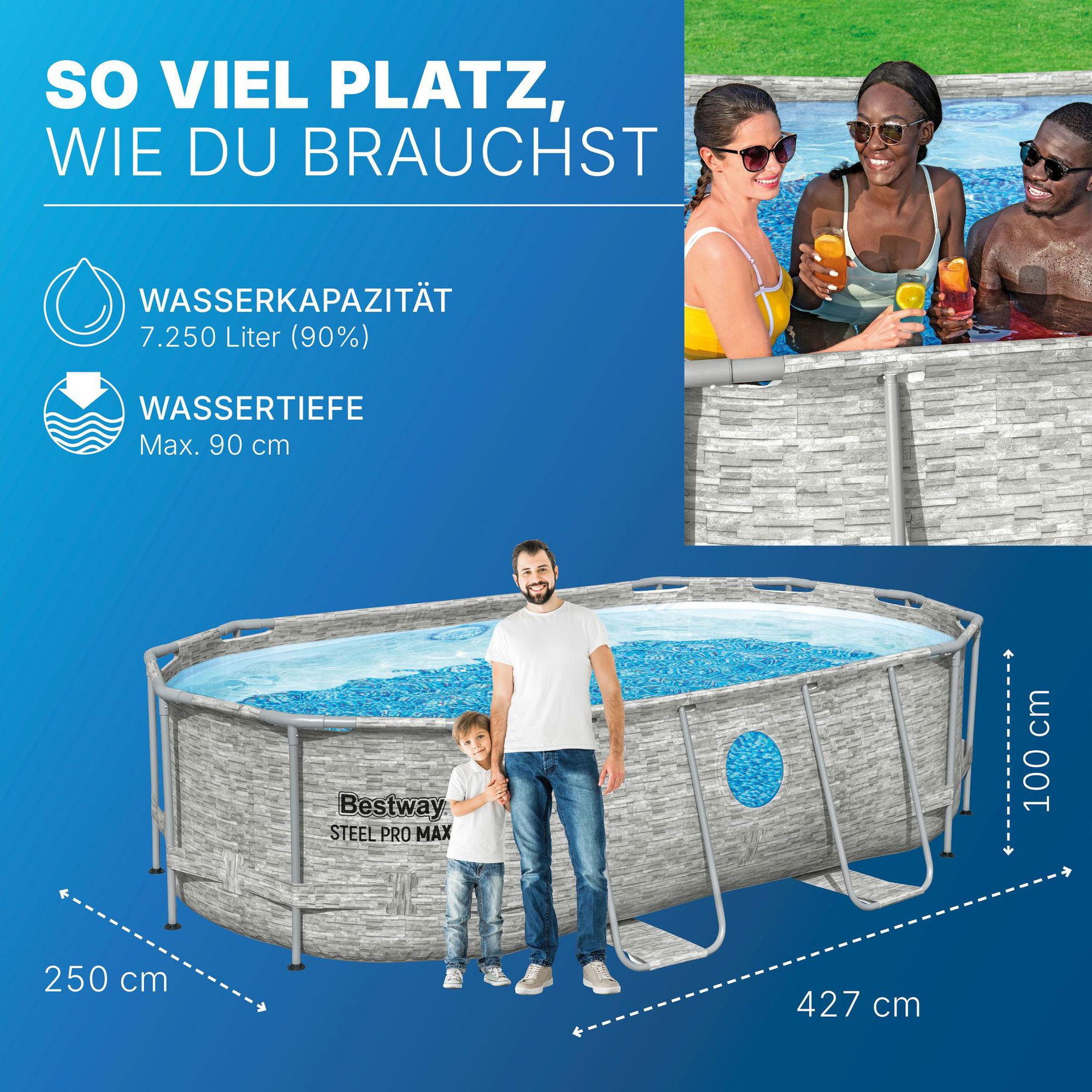 Bestway Steel Pro MAX Splashview Frame Pool Set 427 x 250 x 100 cm
