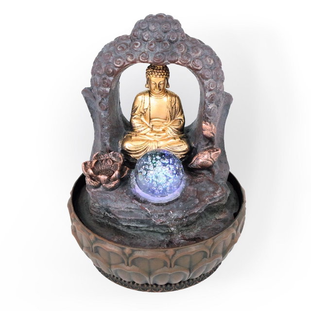Zimmerbrunnen mit LED-Beleuchtung, Dekobrunnen “Buddha mit Lotusblüte” für die Wohnung NA090 Zimmerbrunnen mit LED-Beleuchtung, Dekobrunnen “Buddha mit Lotusblüte” für die Wohnung NA090