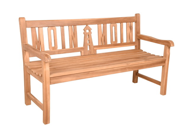Gartenbank 3-Sitzer Teak Bank MOIN MOIN mit Leuchtturm natur