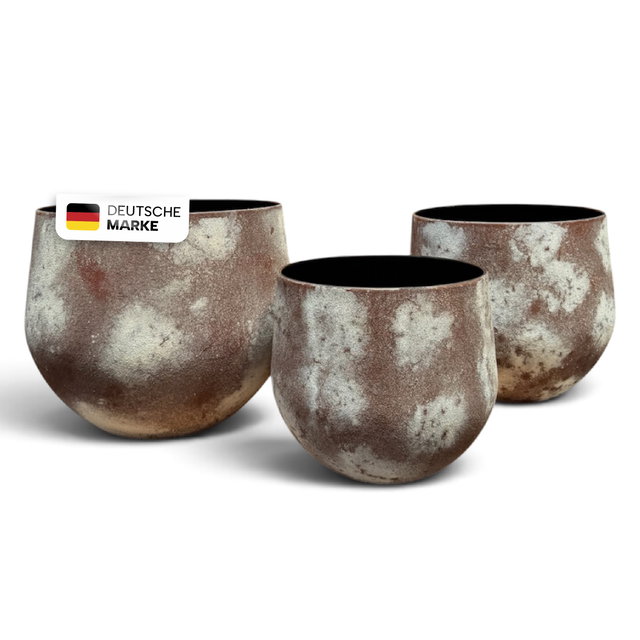 Pflanztöpfe Metall, 3er-Set, Bronze-Weiß, strukturierte Antik-Optik Pflanztöpfe Metall, 3er-Set, Bronze-Weiß, strukturierte Antik-Optik