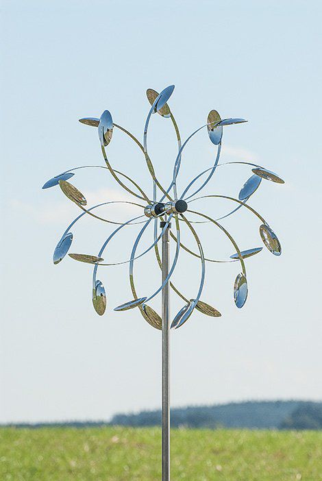 Edelstahl Windspiel Wind Flower ST Ø 50 cm inkl. Stab ca. 160 cm OW2680