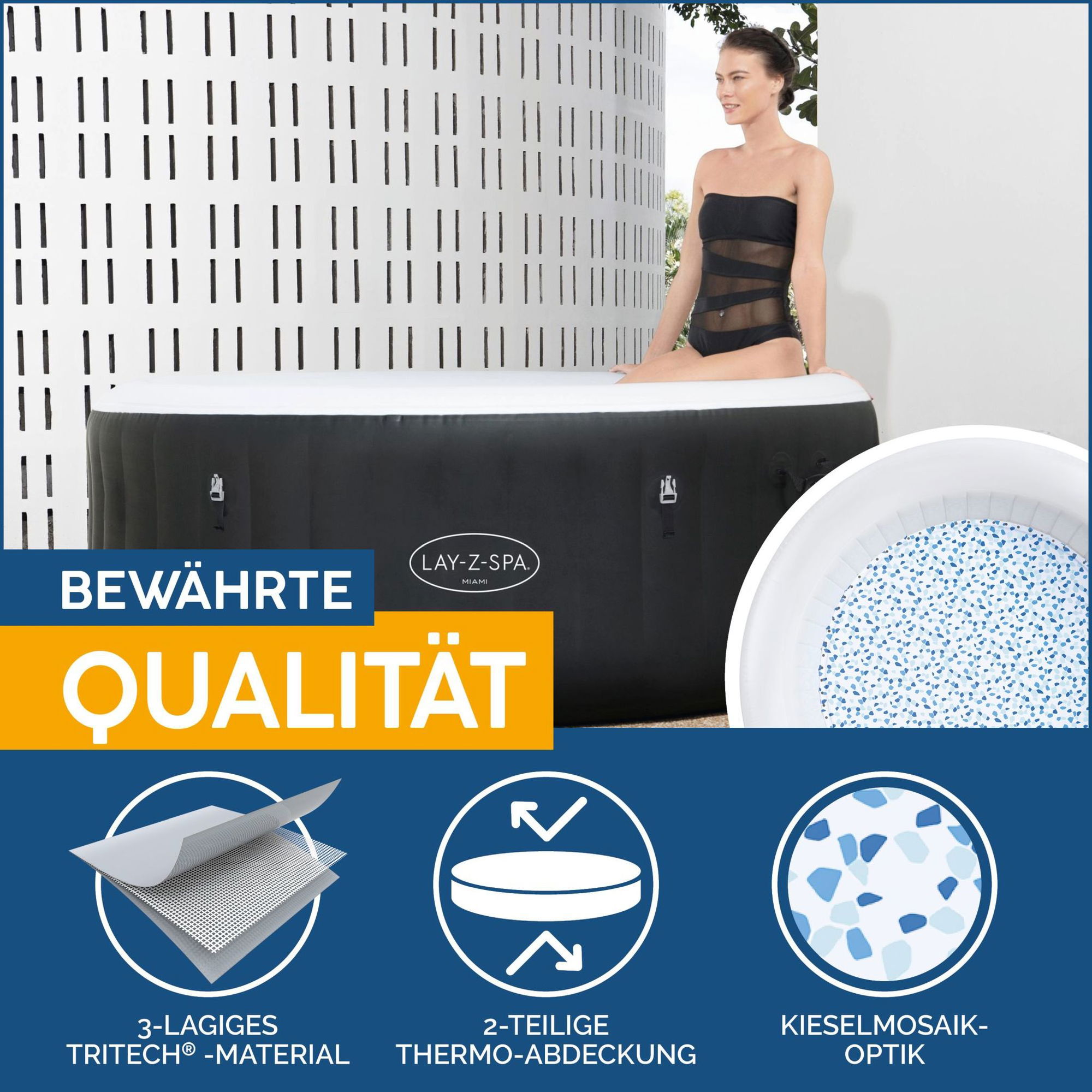 Bestway LAY-Z-SPA Miami AirJet Whirlpool Ø 180 x 66 cm für 4 Personen
