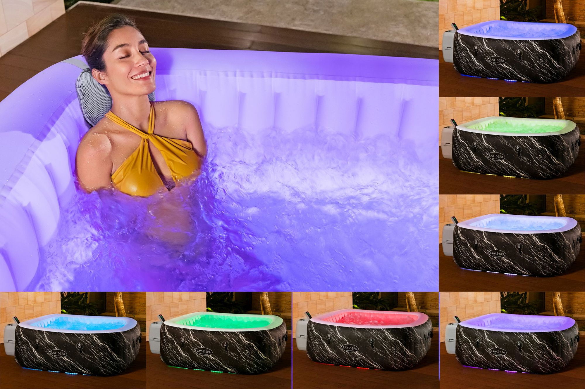 Bestway LAY-Z-SPA Hollywood AirJet LED-Whirlpool für 6 Personen