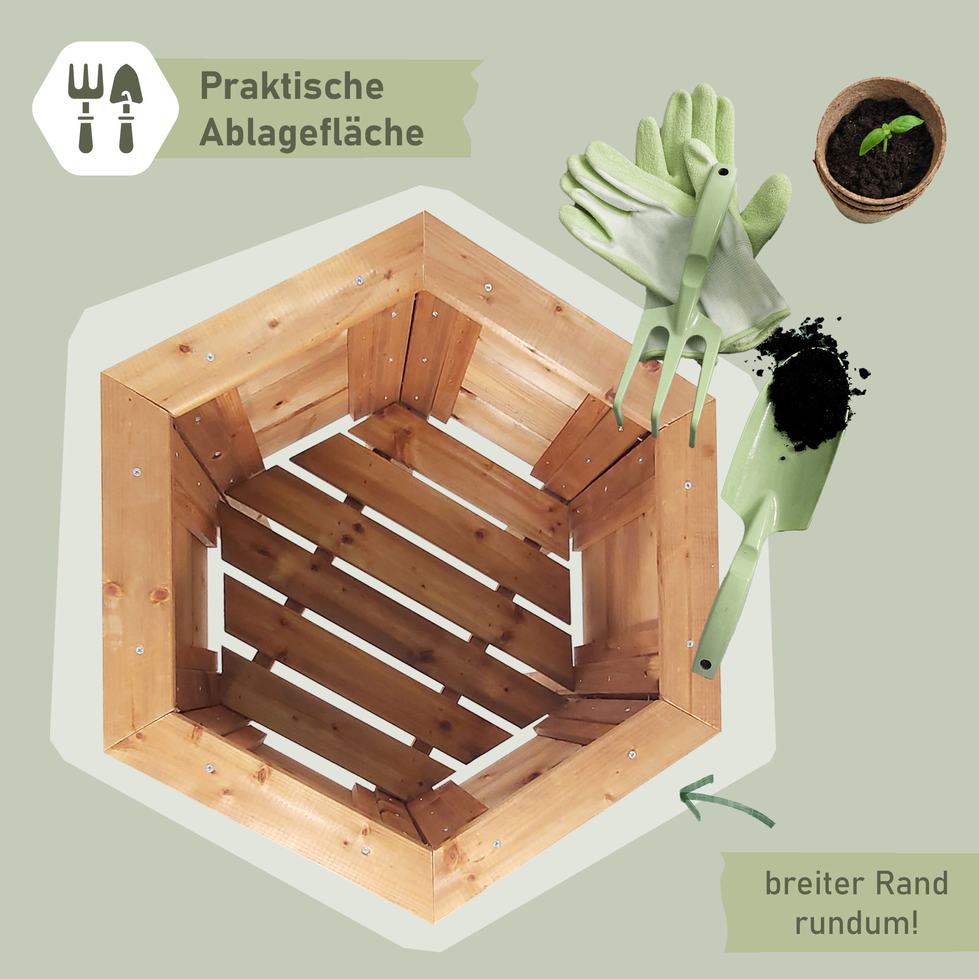 Pflanzkasten aus Holz 6eckig, 68cm hoch, Blumenkübel mit Füßen, Pflanzgefäß NA114_B Pflanzkasten aus Holz 6eckig, 68cm hoch, Blumenkübel mit Füßen, Pflanzgefäß NA114_B