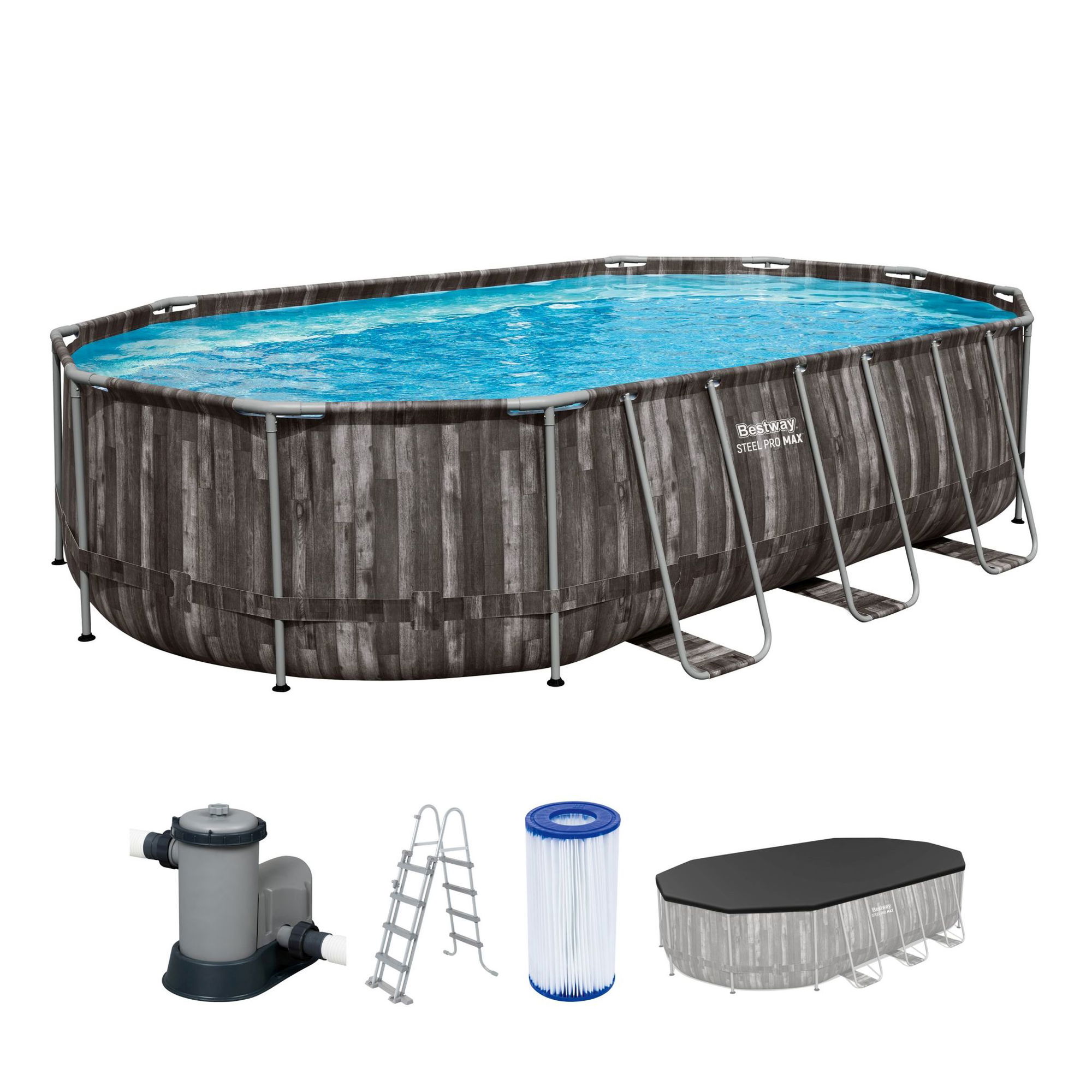 Bestway Steel Pro MAX Frame Pool Komplett-Set 610 x 366 x 122 cm oval