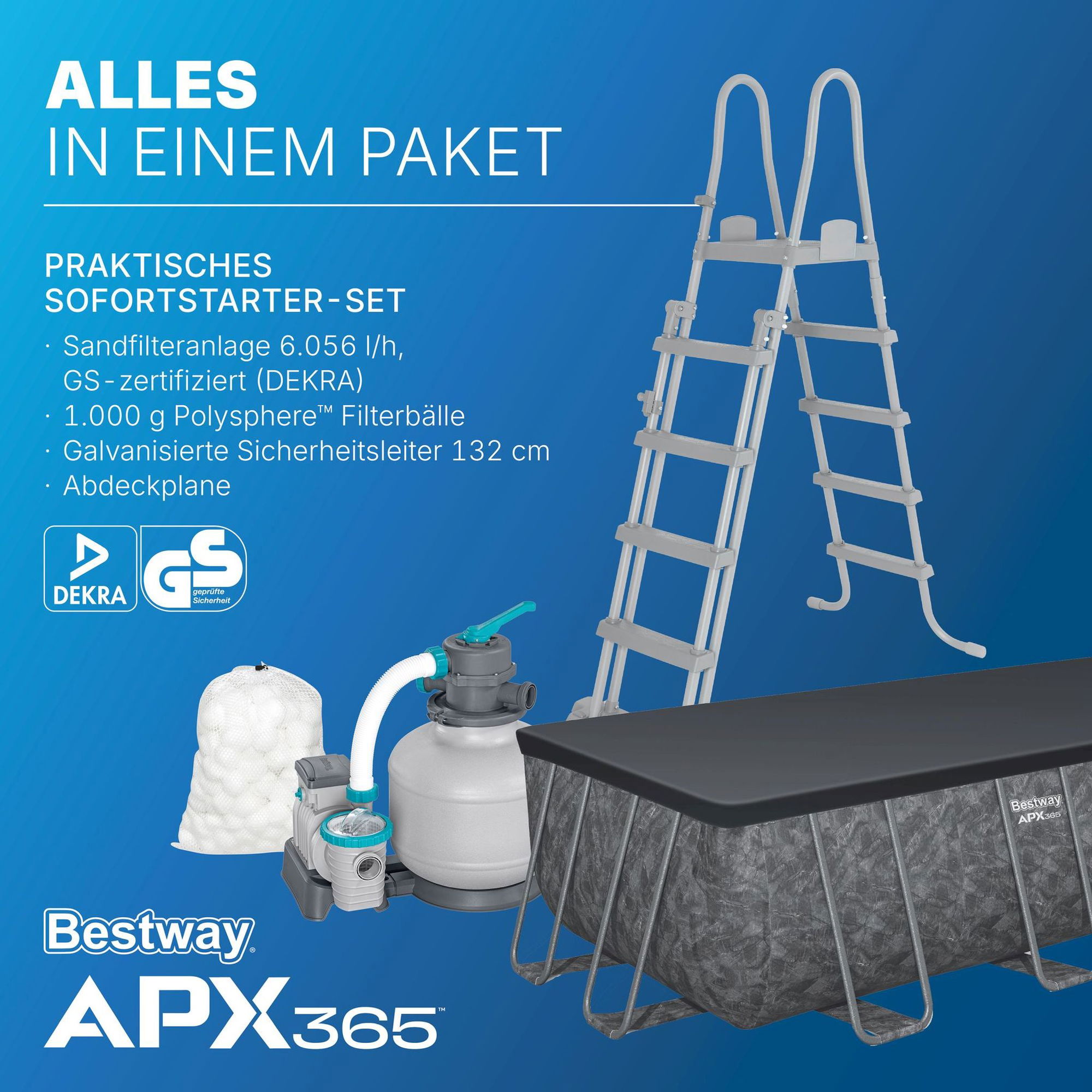 Bestway APX365 winterfestes Frame Pool Komplett-Set 549 x 274 x 132 cm