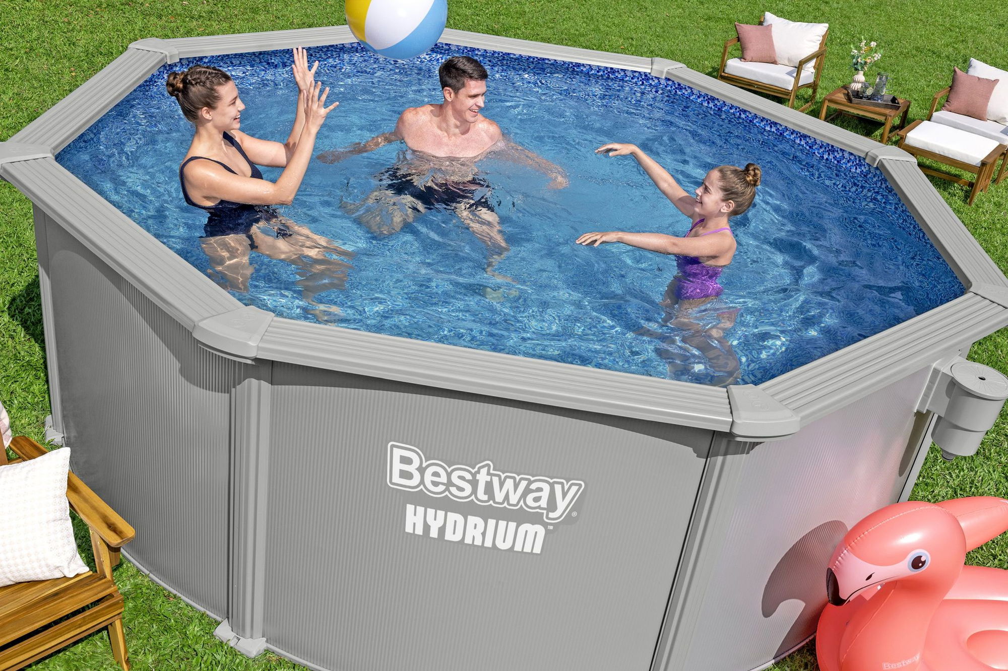 Bestway Hydrium Stahlwandpool Komplett-Set Ø 366 x 122 cm rund