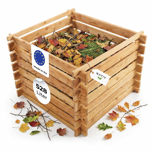 Holzkomposter natur 100x100cm Lärche für Garten Stecksystem langlebig