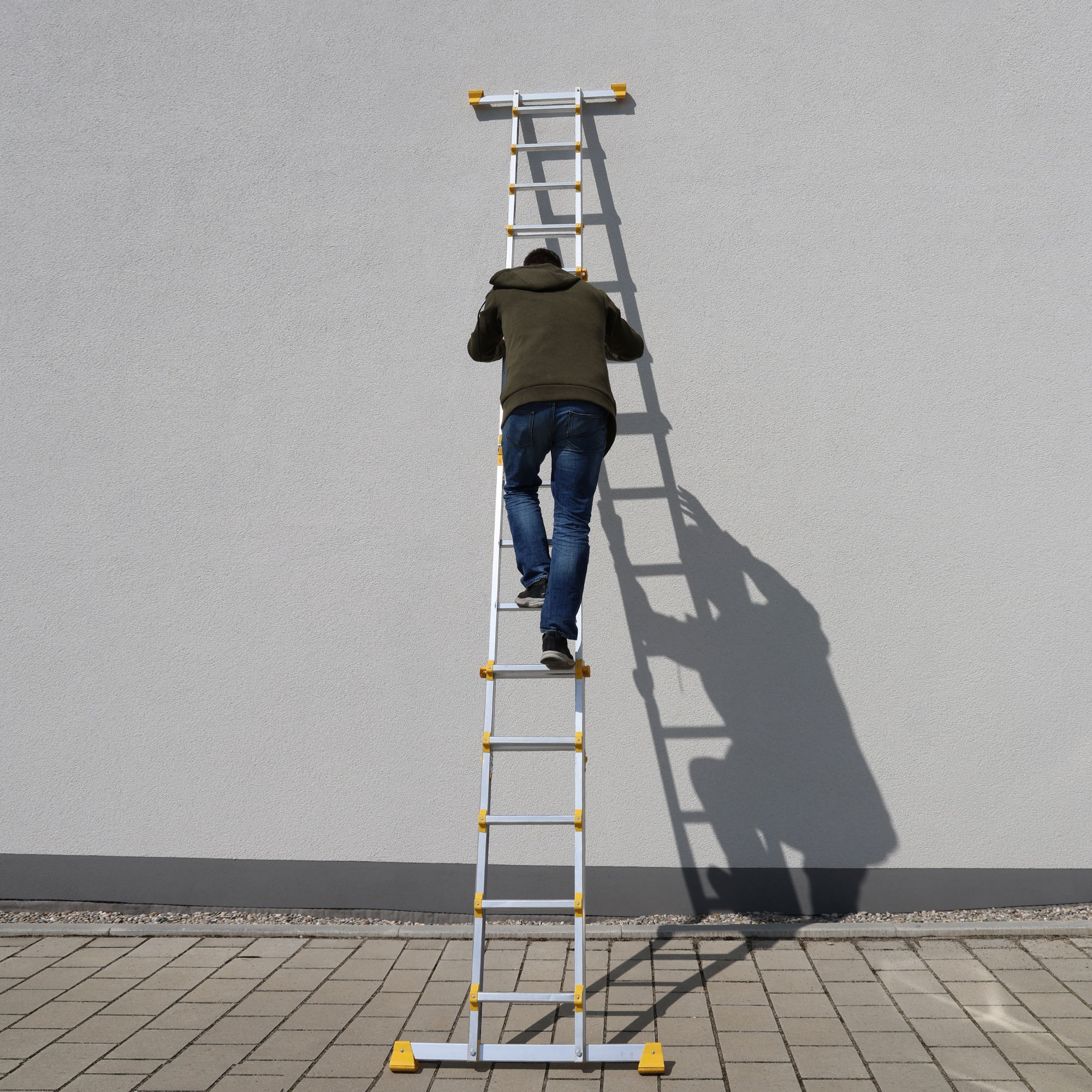 Alu Teleskopleiter ausziehbar, Klappleiter 4-teilig, 4,6 m, bis 150 kg, Stehleiter, Anlegeleiter NA149