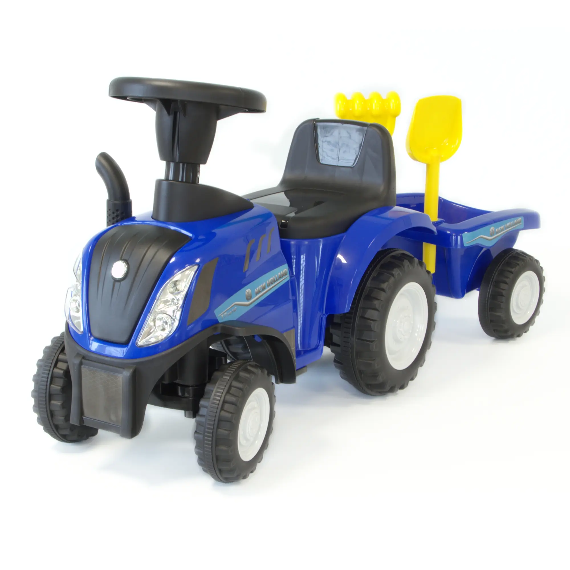 Rutschauto Traktor New Holland mit Anhänger in blau, Kinderauto ab 1 Jahr PT009_B