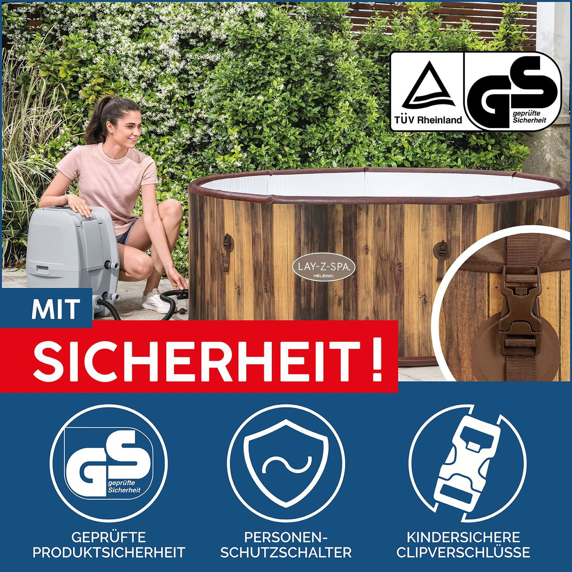 Bestway LAY-Z-SPA Helsinki AirJet Plus Whirlpool Ø 180 x 66 cm 7 Personen