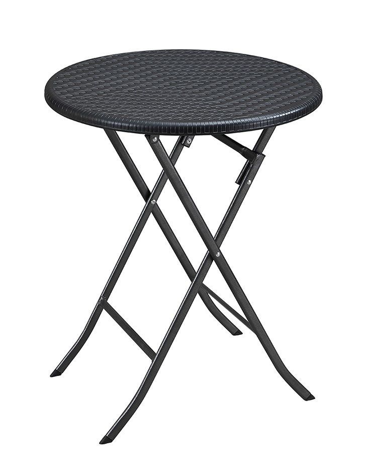 Klapptisch rund, Rattan-Optik, 60 cm, schwarz, Balkontisch, klappbar TB006