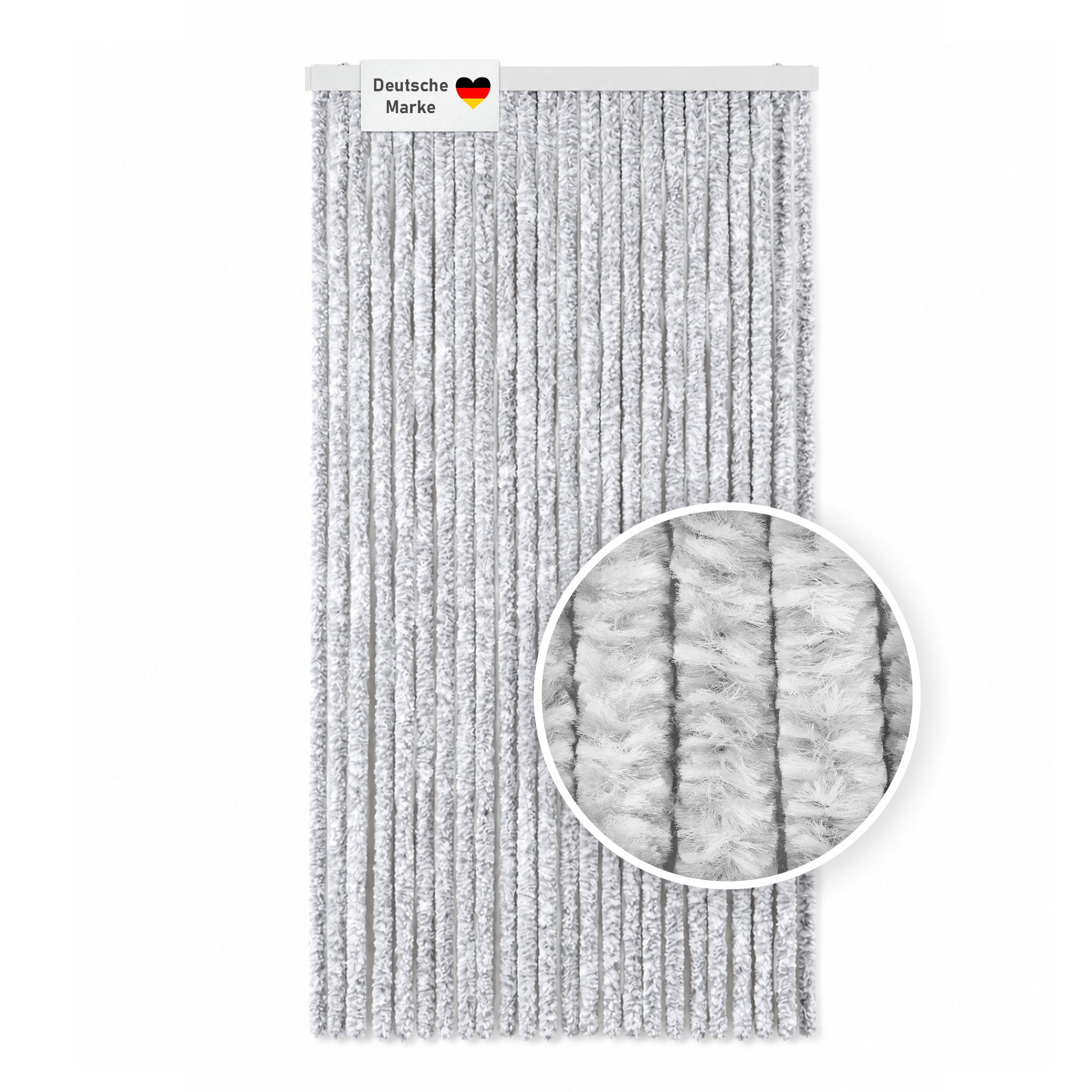 Flauschvorhang 100x200cm hellgrau-weiß, Fliegenschutz, Türvorhang
