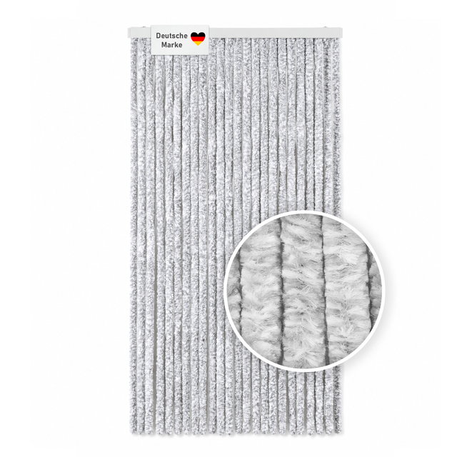 Flauschvorhang 100x200cm hellgrau-weiß, Fliegenschutz, Türvorhang