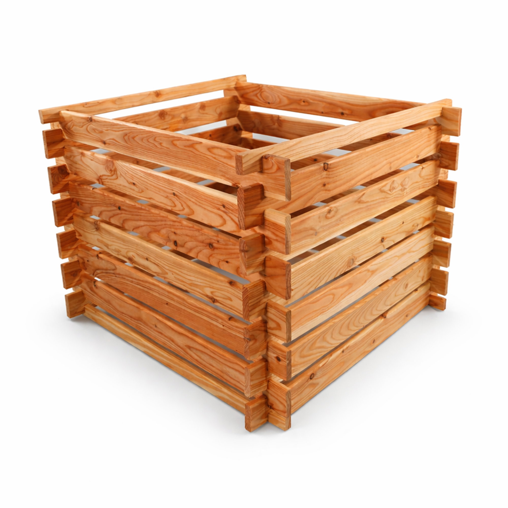 Holzkomposter aus Lärchenholz für Garten 100x100 cm Stecksystem langlebig