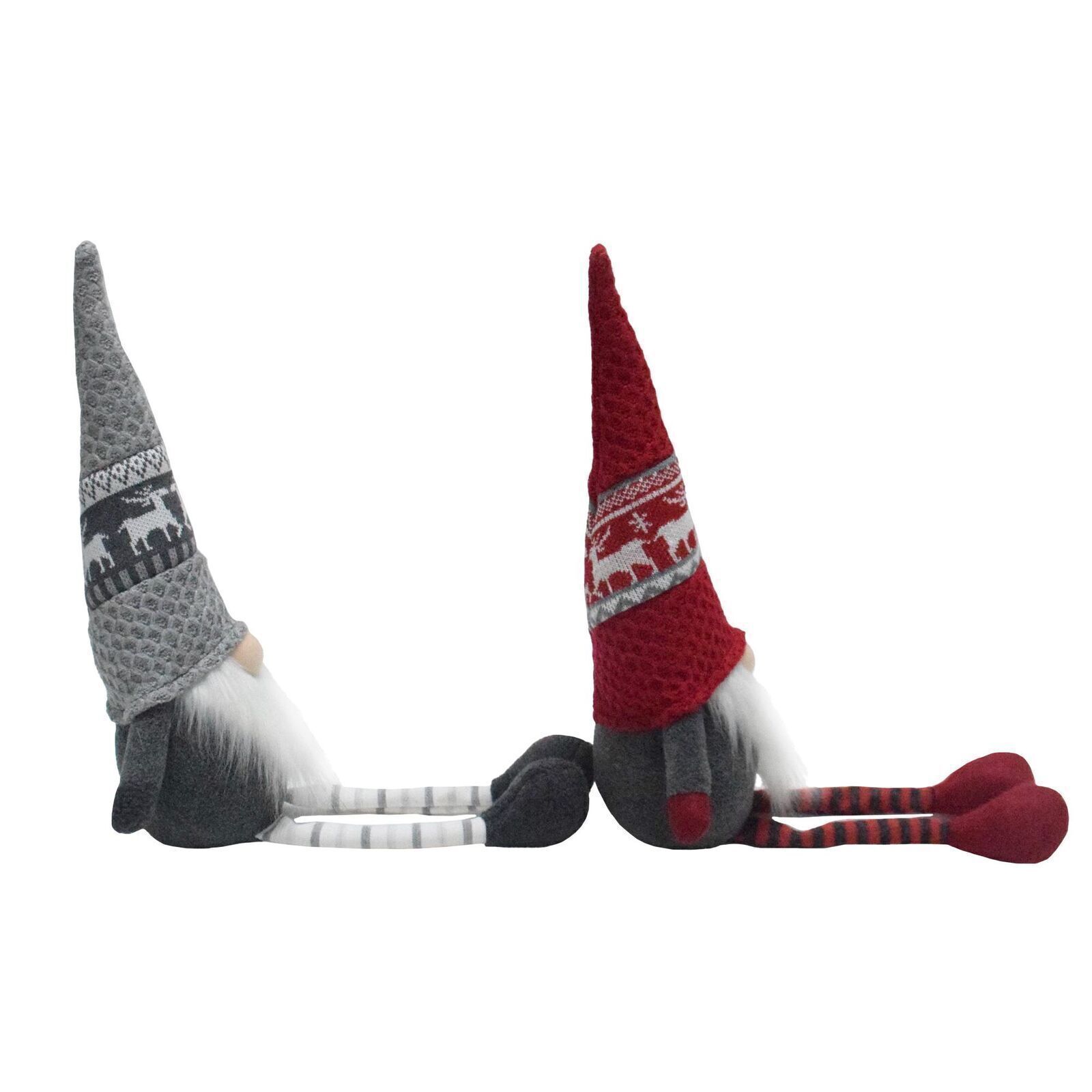 Wichtel 2er Set, Weihnachtswichtel als Kantenhocker, Gnome mit Strickmützen HL023