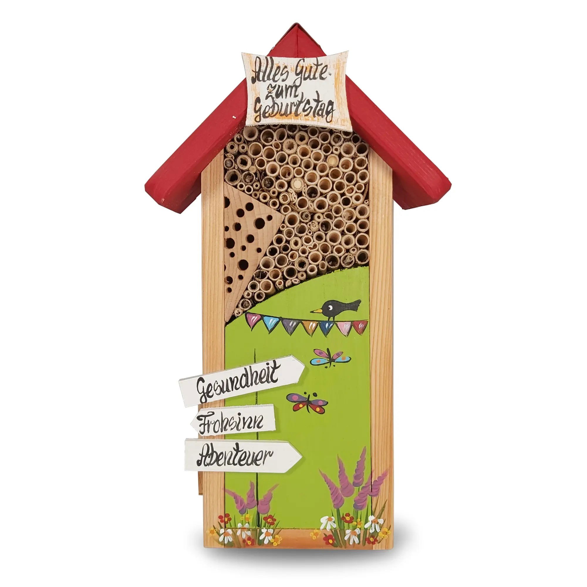 Insektenhaus Geburtstag, kiwigrün, Insektenhotel, Nistkasten Bienenhotel