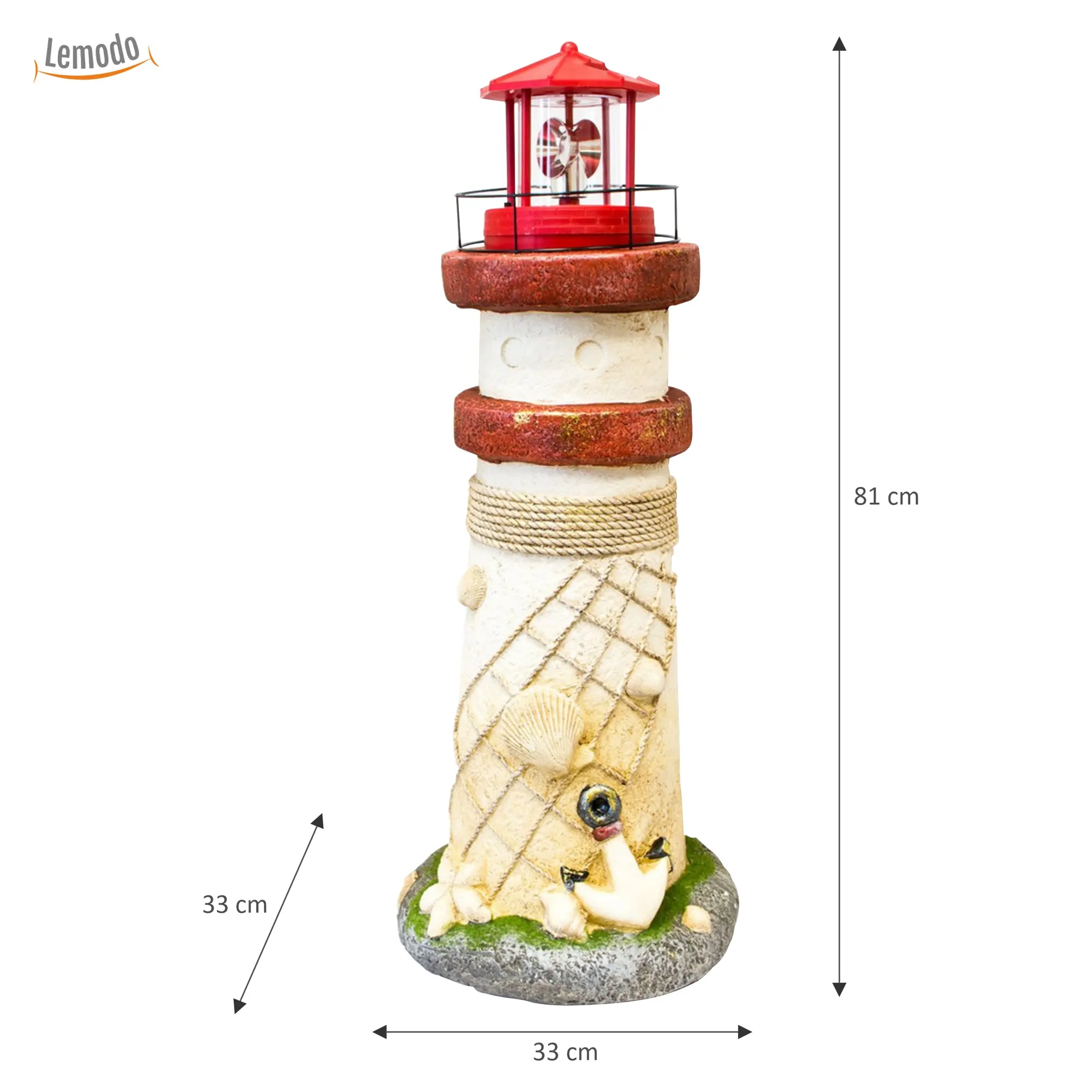 Leuchtturm MARITIM mit Solar-Rundum-Leuchte, Gartendekoration HL007_R