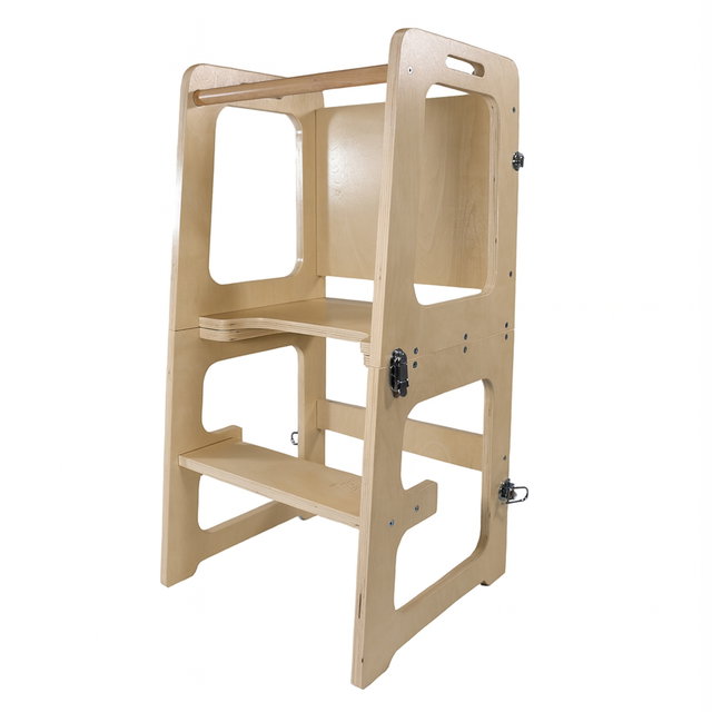 3in1 Lernturm aus Birke mit Maltafel, Tisch und Stuhl für Kinder