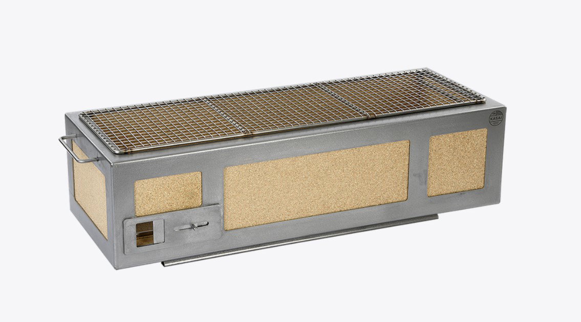 Kasai Konro Grill Long aus Edelstahl, Japanischer Holzkohlegrill Kasai Konro Grill Long aus Edelstahl, Japanischer Holzkohlegrill