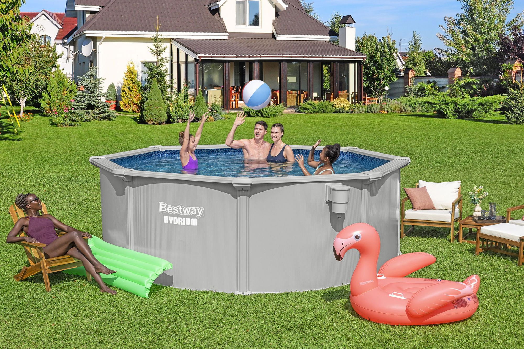 Bestway Hydrium Stahlwandpool Komplett-Set Ø 366 x 122 cm rund